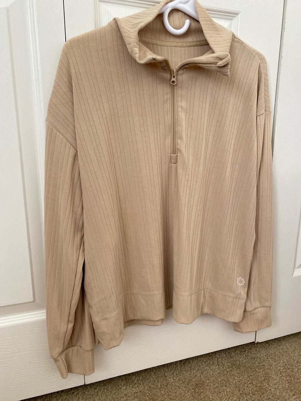 Pro Player Tan Ribbed Quarter-Zip Long Sleeve Pullover - Picture 2 of 15